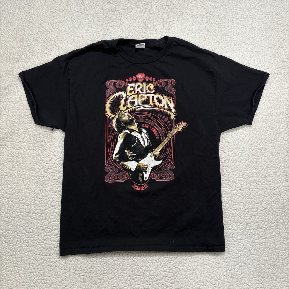 ERIC CLAPTON T-Shirt‎ 2022 USA + Europe Tour Concert Band Tee Black Shirt Large